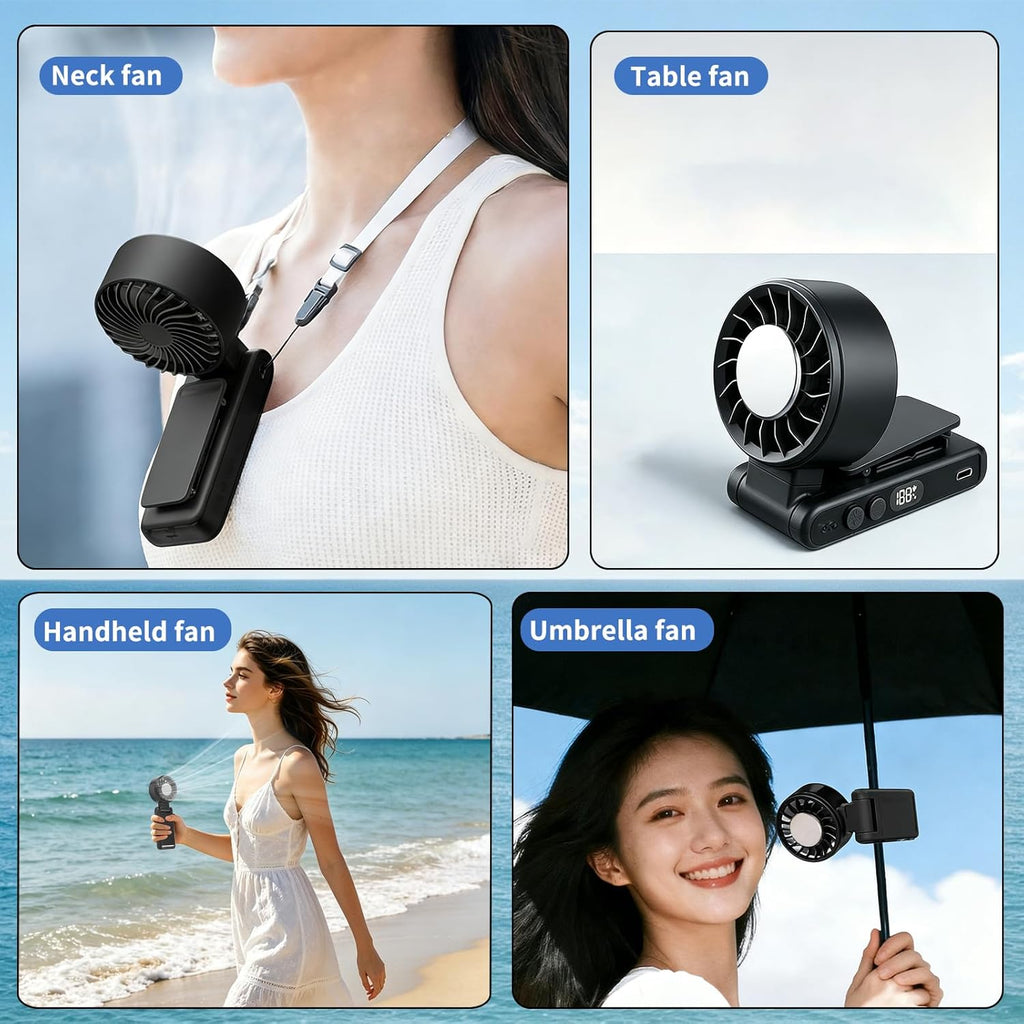 4-In-1 Portable Turbo Fan - Hand/Neck/Desk/Waist Cooling Fan for Summer & Travel