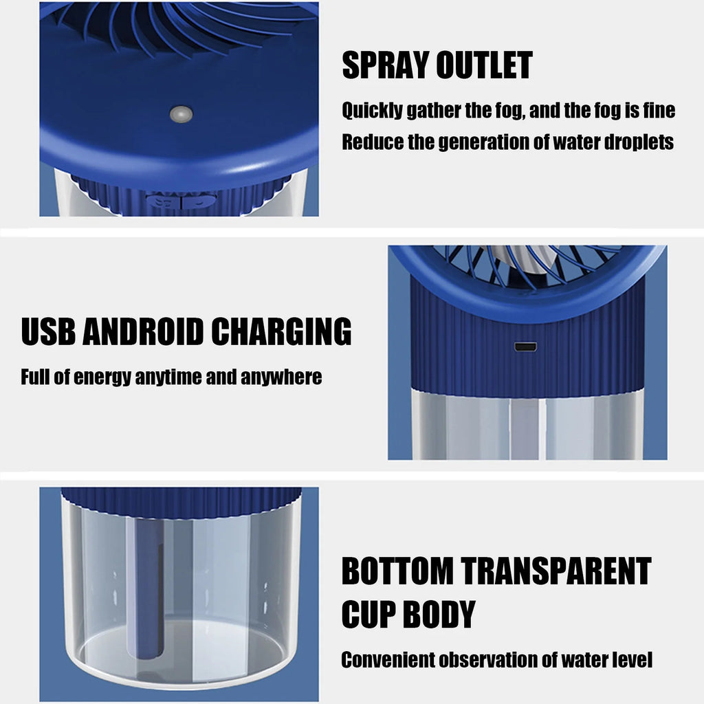 Portable Misting Spray Fan - Handheld Mini Fan with Water Mist for Outdoor Travel