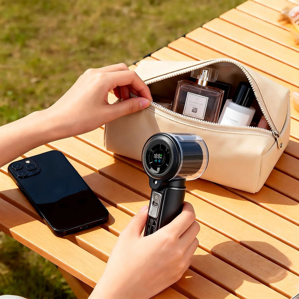 Handheld Misting Fan Black - 3-In-1 USB Rechargeable Cooling Fan