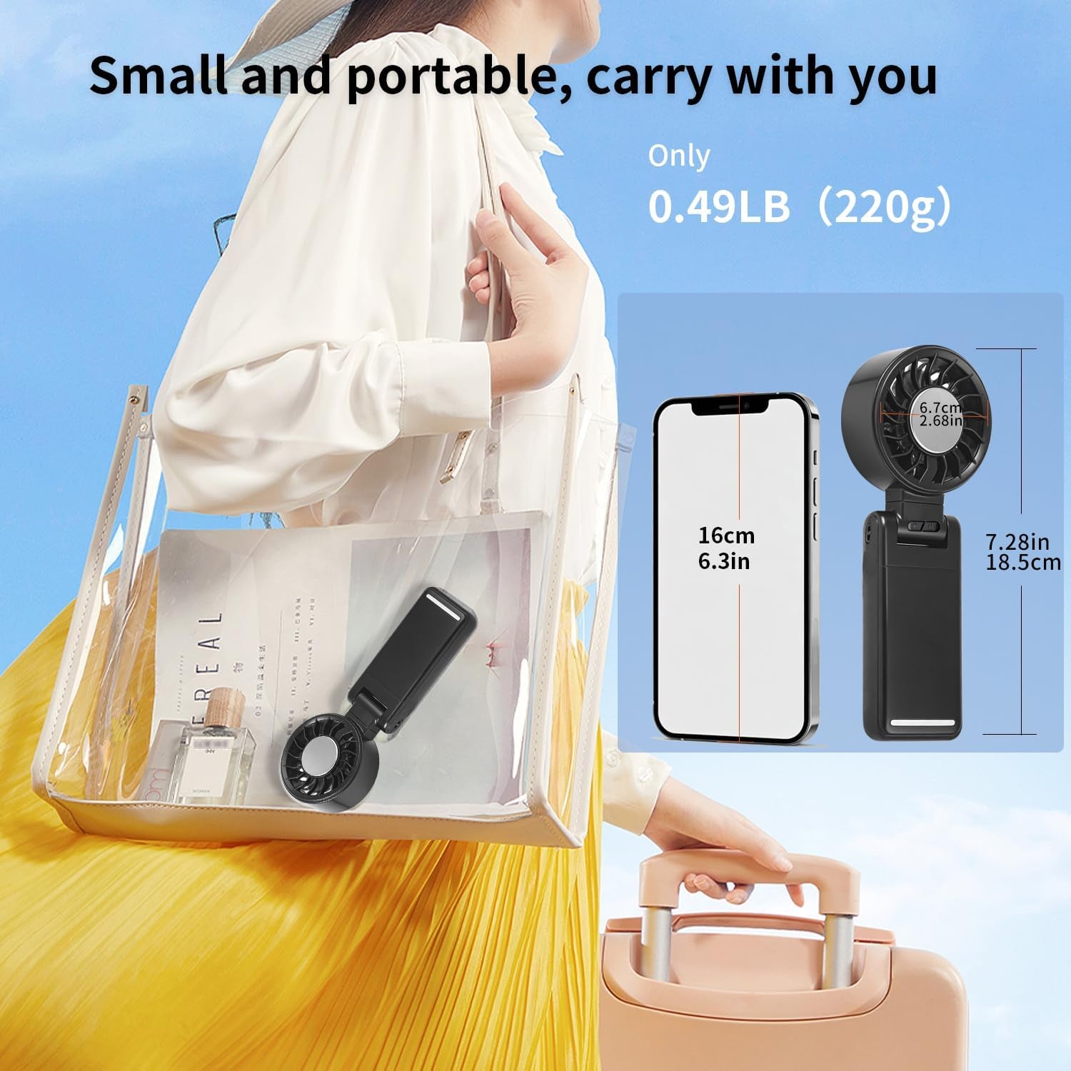 4-In-1 Portable Turbo Fan - Hand/Neck/Desk/Waist Cooling Fan for Summer & Travel