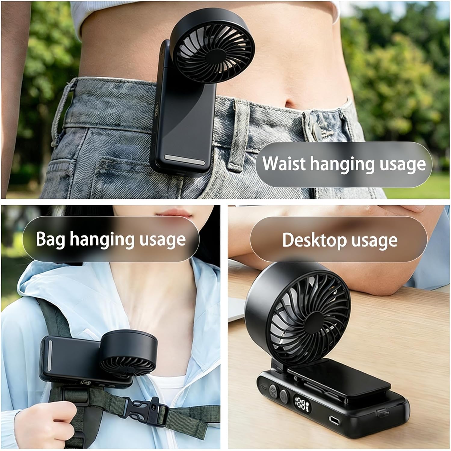4-In-1 Portable Turbo Fan - Hand/Neck/Desk/Waist Cooling Fan for Summer & Travel